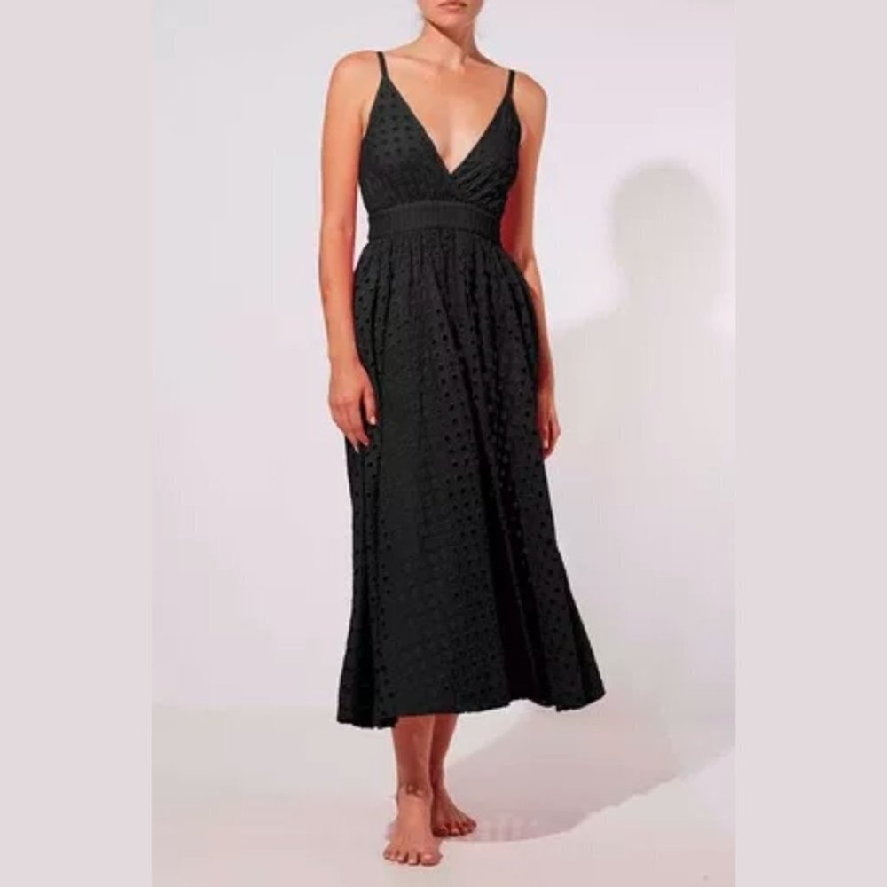 Solid & Striped Women's Ariel Eyelet Blackout Midi Dress - M